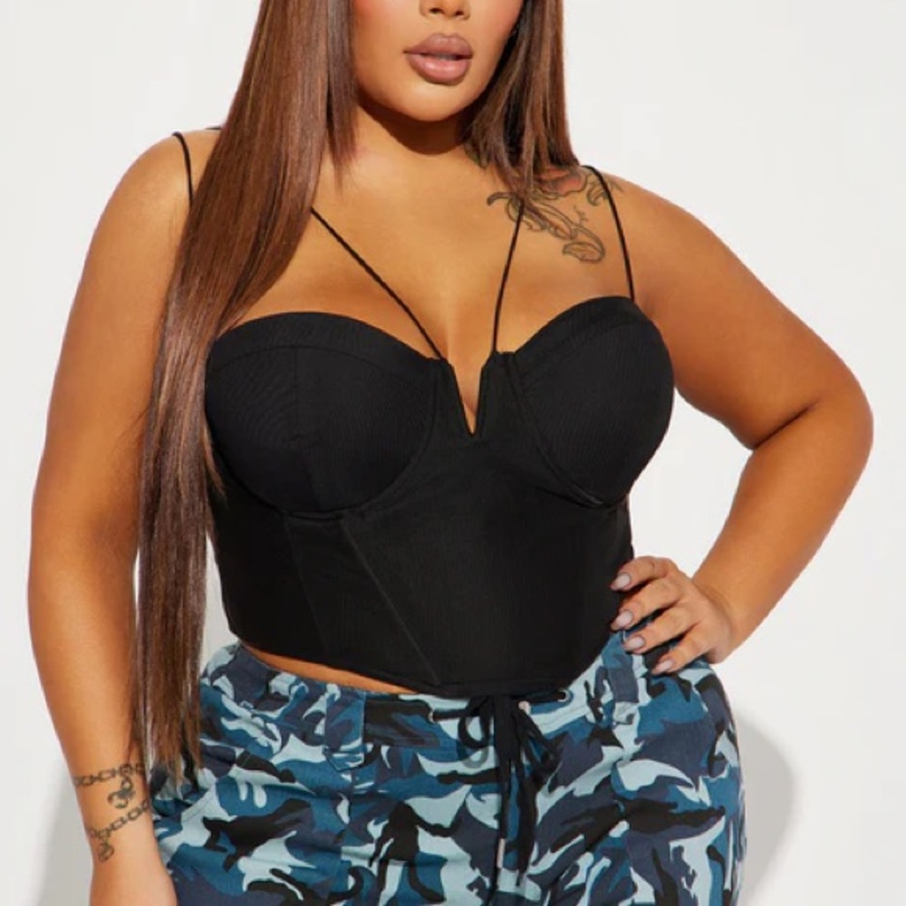 Fashion Nova Black Bustier Crop Top